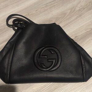 Gucci Black Leather Hobo Bag